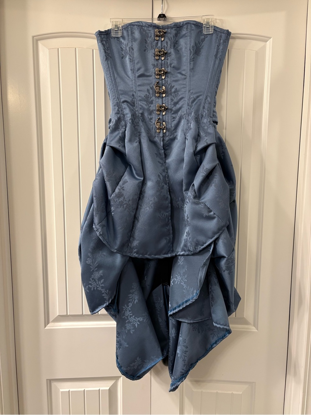 Strapless Blue Corset with Bustle